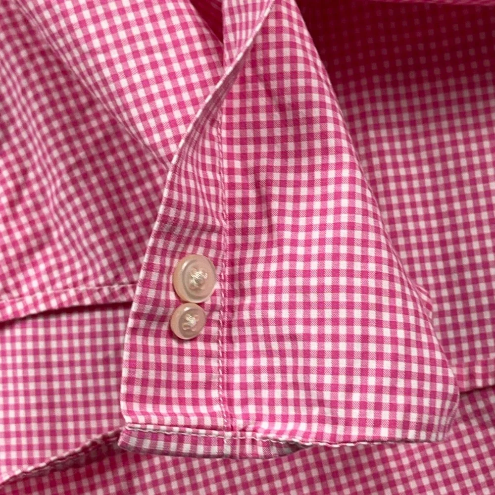 Ralph Lauren Button Down Shirt Boys XL Pink White Gingham Cotton Preppy Classic